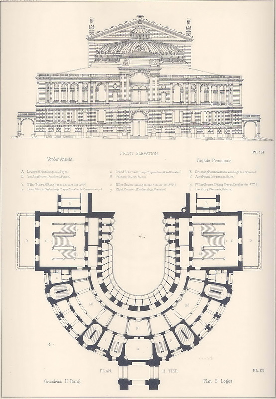 Фасад и план 2-ого яруса лож, Одесский оперный театр